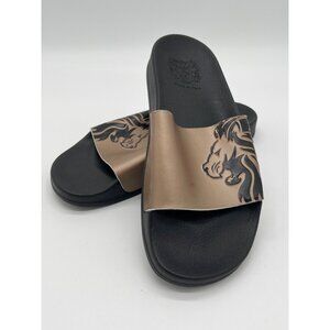 Bruno Magli Mens Size 8 Slide Sandals Black & Bronze Made In Italy